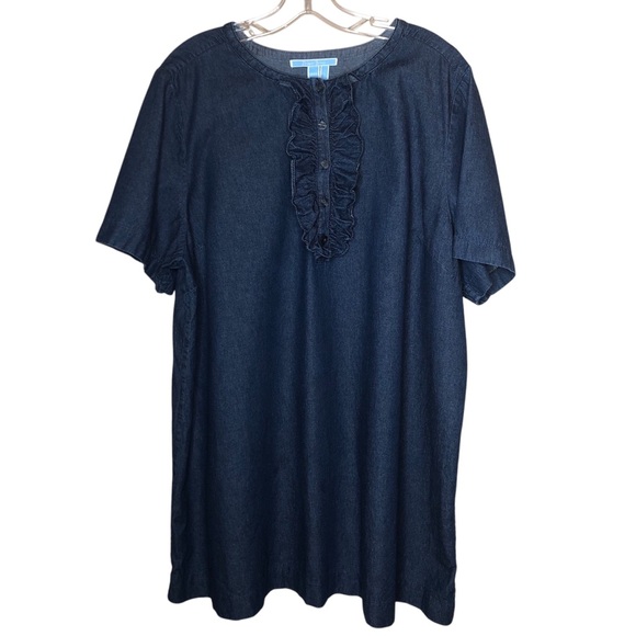 Draper James Denim Shift Dress Plus Size 22X Ruffle Preppy Capsule Wardrobe - Picture 1 of 6